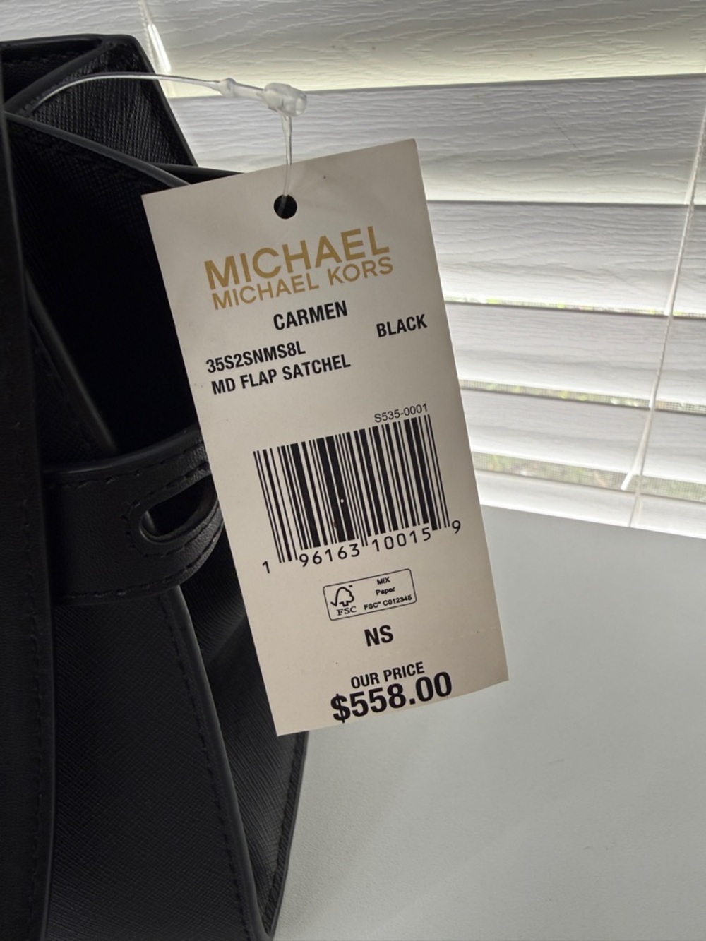 NWT! Michael Kors Black Leather Satchel with MK Logo and Detachable Strap - Picture 2 of 7
